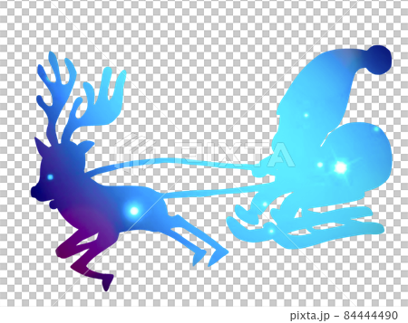 Illustration of Santa Claus riding a reindeer and a sleigh Illustration of Santa Claus riding a reindeer and a sleigh 84444490