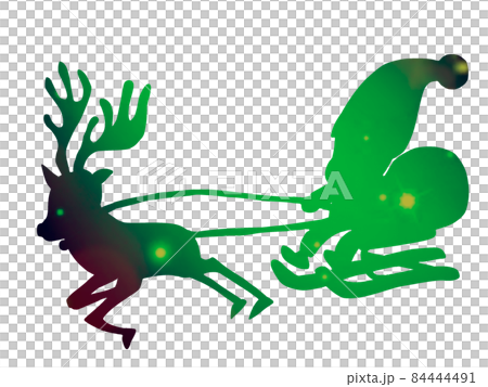 Illustration of Santa Claus riding a reindeer and a sleigh Illustration of Santa Claus riding a reindeer and a sleigh 84444491