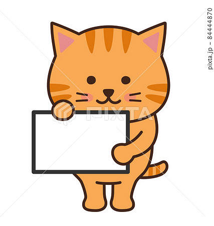 パネルを持つかわいい ネコのイラストのイラスト素材 [84444870] - PIXTA
