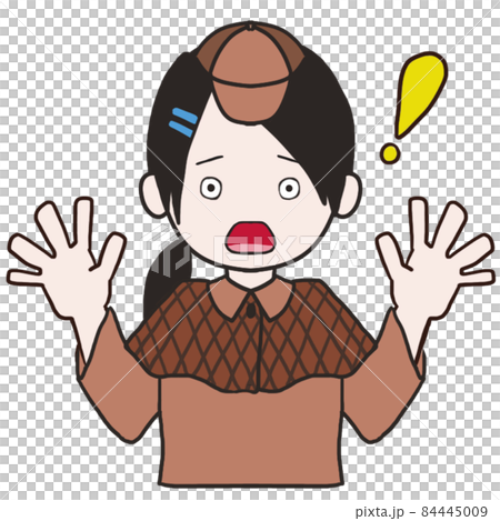 Surprised front-facing young detective (female 1) 84445009