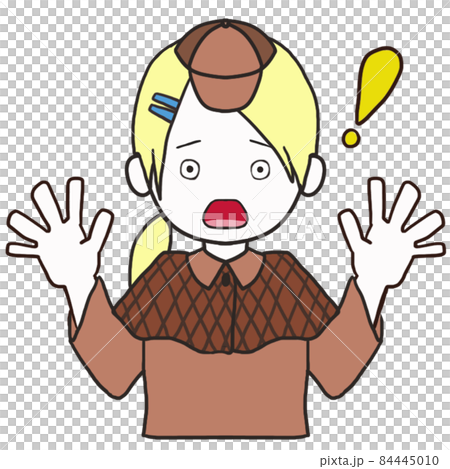 Surprised front-facing young detective (female 2) 84445010