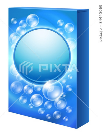Laundry detergent box mockup. Paper package with foam bubbles 84445069