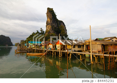 Koh Panyee fisherman village on the water of Phang Nga Bay, Thailand 84445231