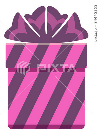 Pink gift box. Cute striped wrapping paper with decorative bow Pink gift box. Cute striped wrapping paper with decorative bow 84445255