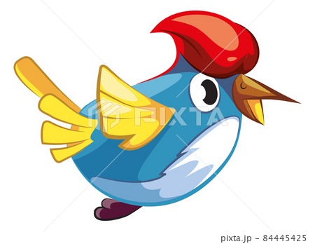 Flying Woodpecker Funny Bird Character In Cute のイラスト素材