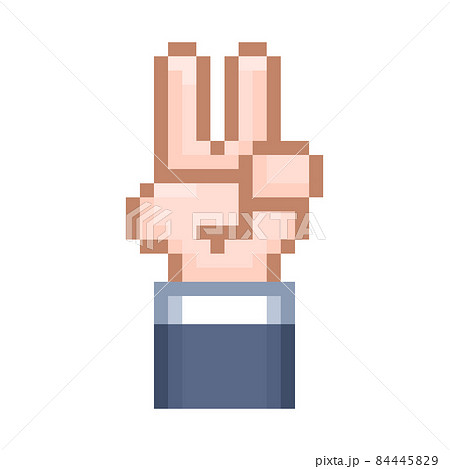 じゃんけんのチョキのピクセルイラストのイラスト素材 じゃんけんのチョキのピクセルイラストのイラスト素材