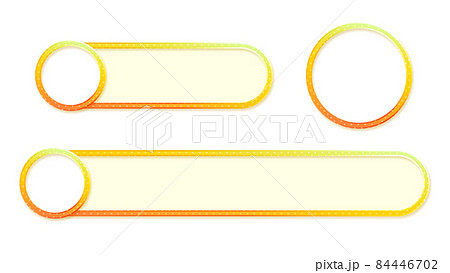 アイコン枠付き・オレンジと黄色のグラデーションとドット模様の枠付きテロップベース 84446702