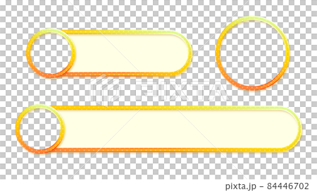アイコン枠付き・オレンジと黄色のグラデーションとドット模様の枠付きテロップベース 84446702