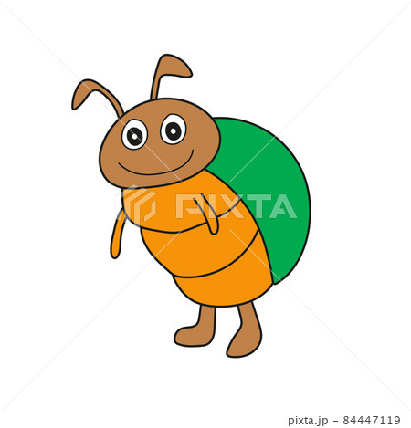 Simple cartoon icon. Cartoon bug isolated on white background. 84447119