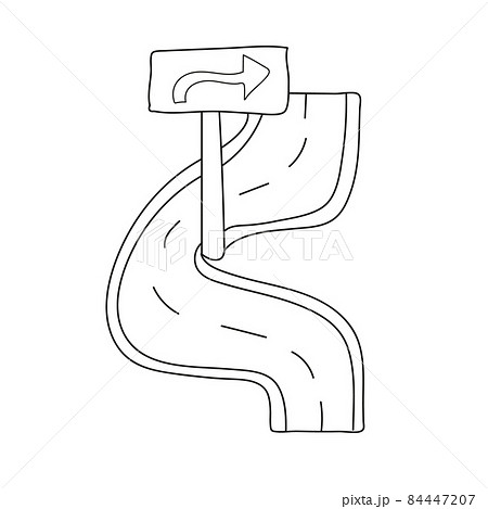 Simple coloring page. Road detour sign. Cartoon style on white background 84447207