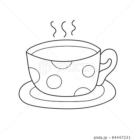 Simple coloring page. Coloring book for children. A mug with polka dots pattern Simple coloring page. Coloring book for children. A mug with polka dots pattern 84447231