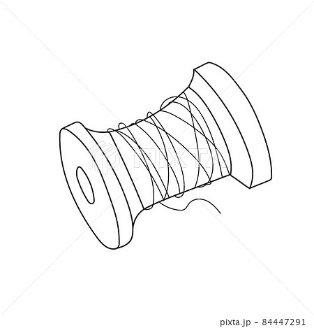Simple coloring page. Hand drawn vector illustration wooden spool thread 84447291