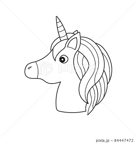 Simple coloring page. Unicorn. Magical animal. Vector artwork. Black and white Simple coloring page. Unicorn. Magical animal. Vector artwork. Black and white 84447472