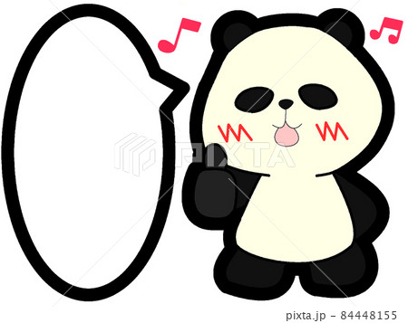 グッドポーズのかわいいパンダと吹き出し 音符のイラスト素材 グッドポーズのかわいいパンダと吹き出し 音符のイラスト素材