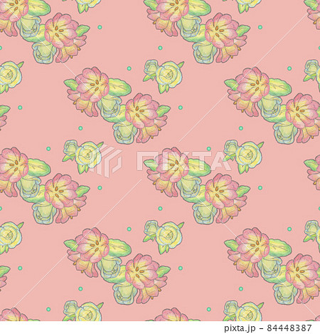 ほんわかした花のシームレス背景のイラスト素材