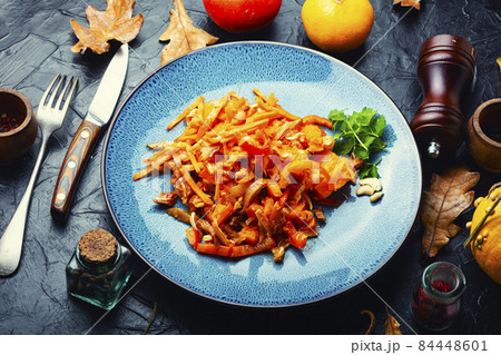 Meat salad with pumpkin. Meat salad with pumpkin. 84448601