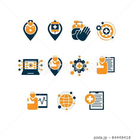 Hospital medical network system applications icons set Hospital medical network system applications icons set 84449418