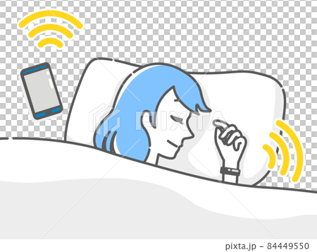 睡眠記録アプリを利用して寝る女性 84449550