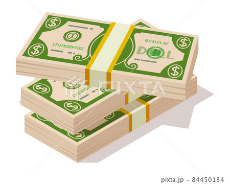 Money cash pile. Dollar bills packs. Paper banknotes 84450134