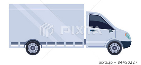 Box truck icon. White van side view 84450227
