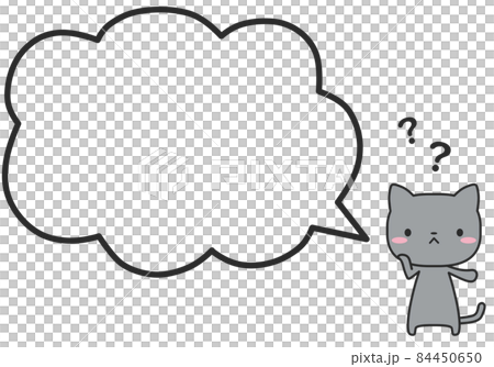A cat with doubts and a simple speech bubble A cat with doubts and a simple speech bubble 84450650