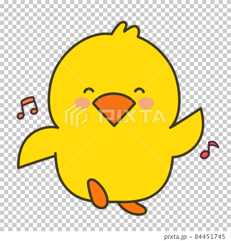 一隻小雞似乎在快樂地跳舞的插圖 84451745