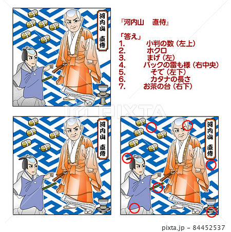 河内山,直侍,歌舞伎,まちがい探し,カラー 84452537