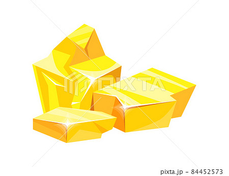 Gold raw materials. Mine nuggets shape, mineing golden pieces, cartoon vector icon 84452573