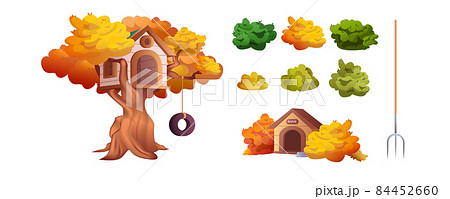 Cartoon bushes and trees of different shapes 84452660