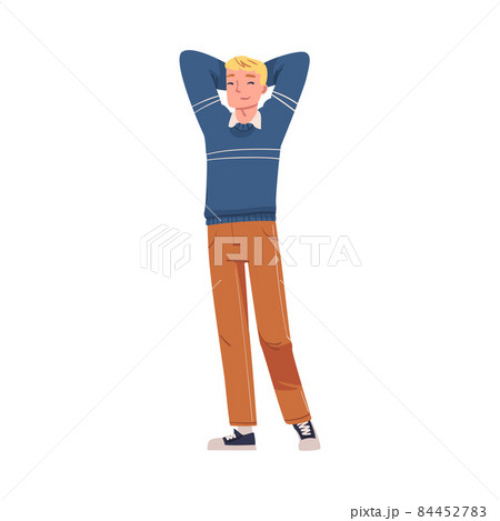 Young Excited Male Feeling Happy in Anticipation of Festive Gifts Vector Illustration 84452783