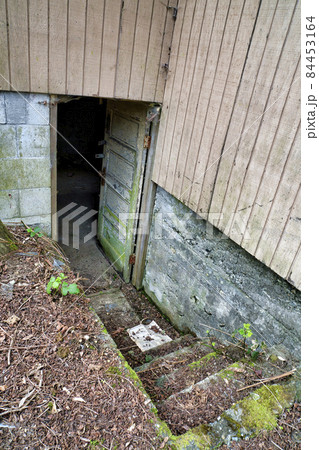 Entrance to the basement of an old and abandoned house in Washington State Entrance to the basement of an old and abandoned house in Washington State 84453164