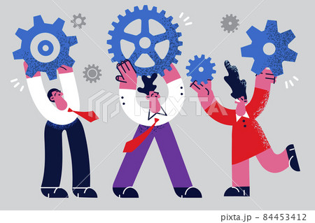 Diverse employees work together for shared company success Diverse employees work together for shared company success 84453412