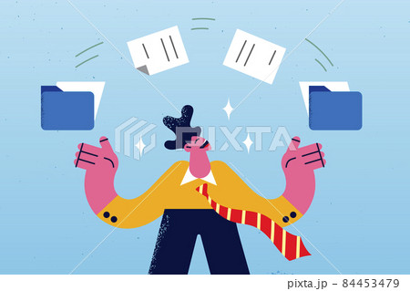 Smiling employee share files to recipient  84453479