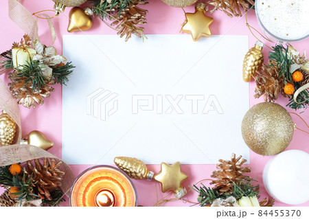 Christmas invitation mockup with Christmas decorations Christmas invitation mockup with Christmas decorations 84455370