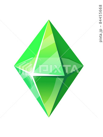 Green jewelry gem. Polygonal mirrored chrysolite, natural fantasy mineral, cartoon vector illustration, icon Green jewelry gem. Polygonal mirrored chrysolite, natural fantasy mineral, cartoon vector illustration, icon 84455668