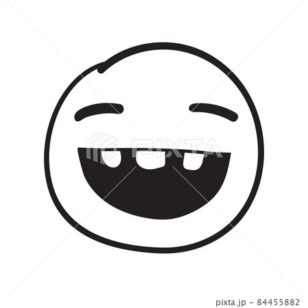 Doodle grinning emoji. Squinting eyes laugh expression, vector illustration Doodle grinning emoji. Squinting eyes laugh expression, vector illustration 84455882