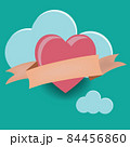 Red heart sign on cloud with color ribbon on top ,love concept. 84456860