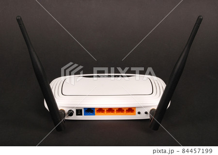 White WI-FI router with two antennas White WI-FI router with two antennas 84457199