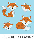 Cute cartoon fox set. Funny red fox collection. 84458407