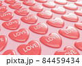 Red Hearts with word love in rows. Valentines day concept. 3d render. 84459434