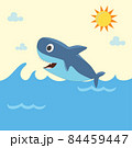 Shark Cartoon ocean fish character. Comic sharks. 84459447