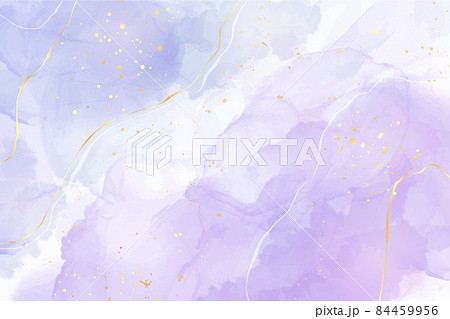 Violet cyan blue liquid watercolor background with golden stains. Teal mauve purple marble alcohol ink drawing effect. Vector illustration design template for wedding invitation, menu, rsvp Violet cyan blue liquid watercolor background with golden stains. Teal mauve purple marble alcohol ink drawing effect. Vector illustration design template for wedding invitation, menu, rsvp 84459956