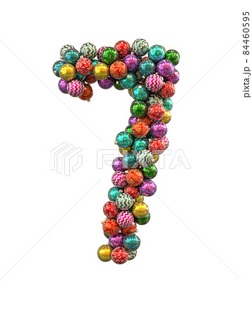 Festive Christmas ornament typeface the character 7 Festive Christmas ornament typeface the character 7 84460595
