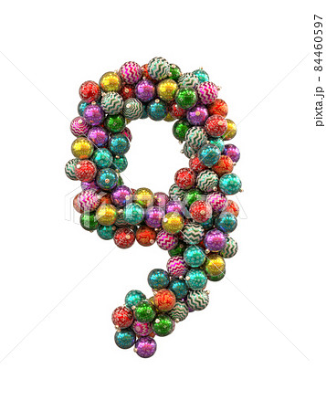 Festive Christmas ornament typeface the character 9 Festive Christmas ornament typeface the character 9 84460597
