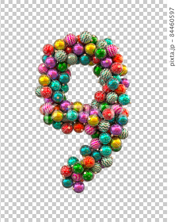 Festive Christmas ornament typeface the character 9 Festive Christmas ornament typeface the character 9 84460597