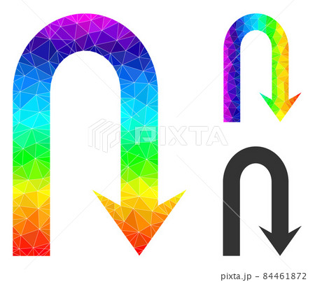 Vector Triangle Filled Turn Back Icon with Rainbow Gradient 84461872