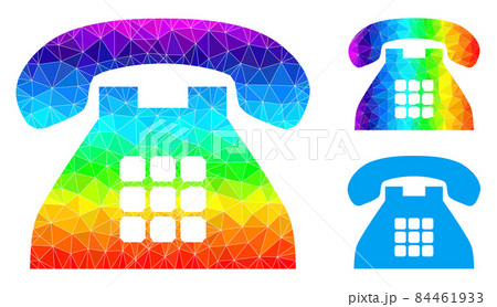 Vector Triangle Filled Tone Phone Icon with Spectrum Gradient 84461933