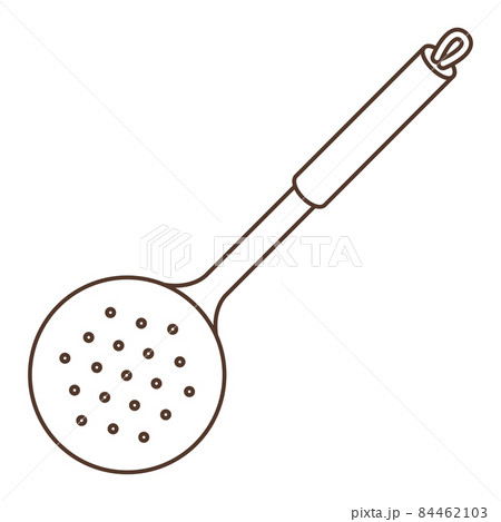 Illustration of cooking skimmer. Stylized kitchen and restaurant utensil. 84462103