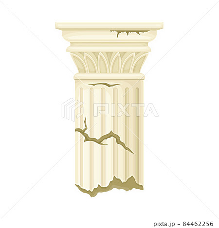 Old broken marble pillar, antique architecture element vector illustration 84462256