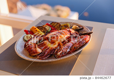 Dish with a variety of seafood Dish with a variety of seafood 84462677